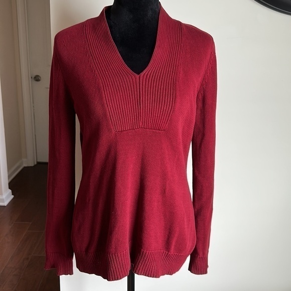 GEOFFREY Beene Sport Maroon Burgundy V-neck Sweater - Picture 3 of 10
